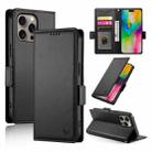 For iPhone 16 Pro Max Side Buckle Magnetic Frosted Leather Phone Case(Black) - 1