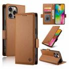 For iPhone 16 Pro Max Side Buckle Magnetic Frosted Leather Phone Case(Brown) - 1