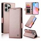 For iPhone 16 Pro Side Buckle Magnetic Frosted Leather Phone Case(Rose Gold) - 1