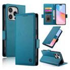 For iPhone 16 Pro Side Buckle Magnetic Frosted Leather Phone Case(Blue) - 1