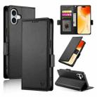 For iPhone 16 Plus Side Buckle Magnetic Frosted Leather Phone Case(Black) - 1