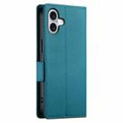 For iPhone 16 Plus Side Buckle Magnetic Frosted Leather Phone Case(Blue) - 3