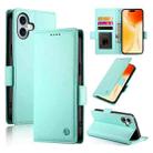 For iPhone 16 Plus Side Buckle Magnetic Frosted Leather Phone Case(Mint Green) - 1