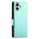 For iPhone 16 Plus Side Buckle Magnetic Frosted Leather Phone Case(Mint Green) - 3