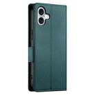 For iPhone 16 Plus Side Buckle Magnetic Frosted Leather Phone Case(Dark Green) - 3