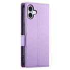 For iPhone 16 Plus Side Buckle Magnetic Frosted Leather Phone Case(Purple) - 3