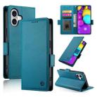 For iPhone 16 Side Buckle Magnetic Frosted Leather Phone Case(Blue) - 1