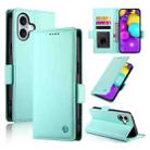 For iPhone 16 Side Buckle Magnetic Frosted Leather Phone Case(Mint Green) - 1