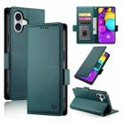 For iPhone 16 Side Buckle Magnetic Frosted Leather Phone Case(Dark Green) - 1
