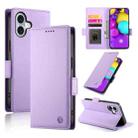 For iPhone 16 Side Buckle Magnetic Frosted Leather Phone Case(Purple) - 1