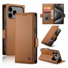 For iPhone 17 Pro Max Side Buckle Magnetic Frosted Leather Phone Case(Brown) - 1