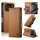 For iPhone 17 Pro Side Buckle Magnetic Frosted Leather Phone Case(Brown) - 1