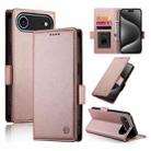 For iPhone 17 Air Side Buckle Magnetic Frosted Leather Phone Case(Rose Gold) - 1