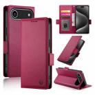 For iPhone 17 Air Side Buckle Magnetic Frosted Leather Phone Case(Wine Red) - 1