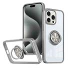 For iPhone 15 Pro Max Ring Holder PC Hybrid TPU Phone Case(Grey) - 1