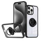 For iPhone 15 Pro Ring Holder PC Hybrid TPU Phone Case(Black) - 1