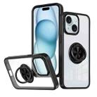 For iPhone 15 Plus Ring Holder PC Hybrid TPU Phone Case(Black) - 1