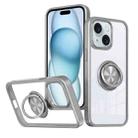 For iPhone 15 Plus Ring Holder PC Hybrid TPU Phone Case(Grey) - 1