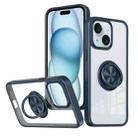 For iPhone 15 Plus Ring Holder PC Hybrid TPU Phone Case(Blue) - 1