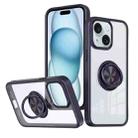 For iPhone 15 Plus Ring Holder PC Hybrid TPU Phone Case(Purple) - 1