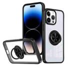 For iPhone 14 Pro Ring Holder PC Hybrid TPU Phone Case(Black) - 1