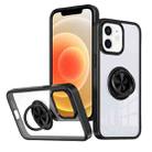 For iPhone 12 Ring Holder PC Hybrid TPU Phone Case(Black) - 1