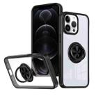 For iPhone 12 Pro Ring Holder PC Hybrid TPU Phone Case(Black) - 1