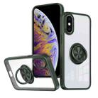 For iPhone XS Max Ring Holder PC Hybrid TPU Phone Case(Green) - 1