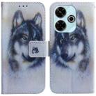 For Xiaomi Redmi 13 4G Coloured Drawing Flip Leather Phone Case(White Wolf) - 1