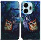 For Xiaomi Redmi 13 4G Coloured Drawing Flip Leather Phone Case(Oil Painting Owl) - 1