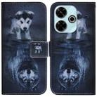 For Xiaomi Redmi 13 4G Coloured Drawing Flip Leather Phone Case(Wolf and Dog) - 1