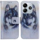 For Redmi Note 14 5G Coloured Drawing Flip Leather Phone Case(White Wolf) - 1