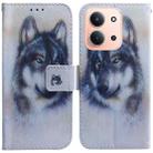 For Redmi 15C 4G 173.1mm / 15C 5G 173.1mm Coloured Drawing Flip Leather Phone Case(White Wolf) - 1