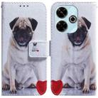 For Xiaomi Poco M6 4G Coloured Drawing Flip Leather Phone Case(Pug) - 1