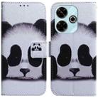 For Xiaomi Poco M6 4G Coloured Drawing Flip Leather Phone Case(Panda) - 1