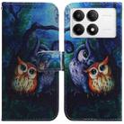 For Xiaomi Poco F6 Pro Coloured Drawing Flip Leather Phone Case(Oil Painting Owl) - 1