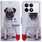 For Xiaomi Poco F6 Pro Coloured Drawing Flip Leather Phone Case(Pug) - 1