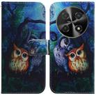 For Huawei nova 12i 4G Global Coloured Drawing Flip Leather Phone Case(Oil Painting Owl) - 1