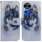 For Huawei nova 12 Pro Coloured Drawing Flip Leather Phone Case(White Wolf) - 1