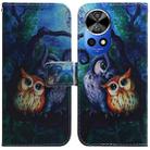 For Huawei nova 12 Pro Coloured Drawing Flip Leather Phone Case(Oil Painting Owl) - 1