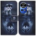 For Huawei nova 12 Pro Coloured Drawing Flip Leather Phone Case(Wolf and Dog) - 1