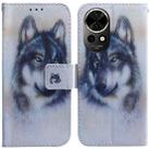 For Huawei nova 12 Coloured Drawing Flip Leather Phone Case(White Wolf) - 1