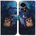 For Huawei nova 12 Coloured Drawing Flip Leather Phone Case(Oil Painting Owl) - 1