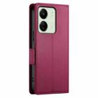 For Xiaomi Redmi 13C 4G / Redmi 13R Side Buckle Magnetic Frosted Leather Phone Case(Wine Red) - 3