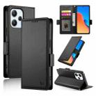 For Xiaomi Redmi 12 4G/5G / Note 12R Side Buckle Magnetic Frosted Leather Phone Case(Black) - 1