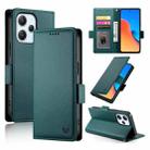 For Xiaomi Redmi 12 4G/5G / Note 12R Side Buckle Magnetic Frosted Leather Phone Case(Dark Green) - 1
