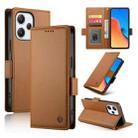 For Xiaomi Redmi 12 4G/5G / Note 12R Side Buckle Magnetic Frosted Leather Phone Case(Brown) - 1