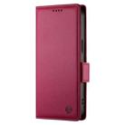For Xiaomi Redmi Note 12 Global India Side Buckle Magnetic Frosted Leather Phone Case(Wine Red) - 2