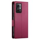 For Xiaomi Redmi Note 12 Global India Side Buckle Magnetic Frosted Leather Phone Case(Wine Red) - 3