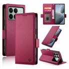 For Xiaomi Poco X6 Pro 5G Global Side Buckle Magnetic Frosted Leather Phone Case(Wine Red) - 1